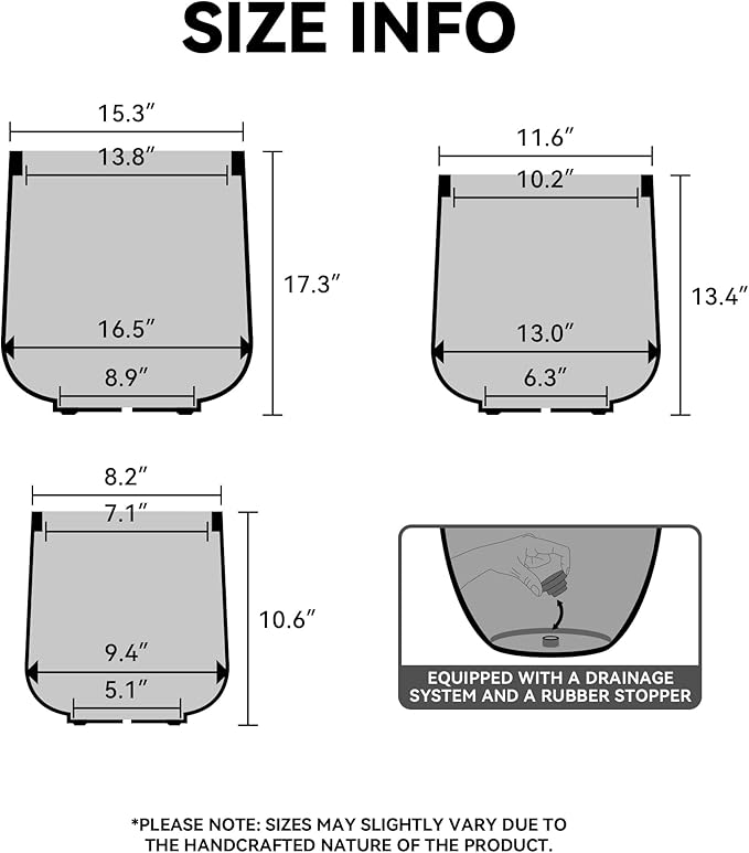 Kante 15.3"+11.6"+8.2" Dia Round Concrete Planter, Large Outdoor Indoor Planter - Image 2