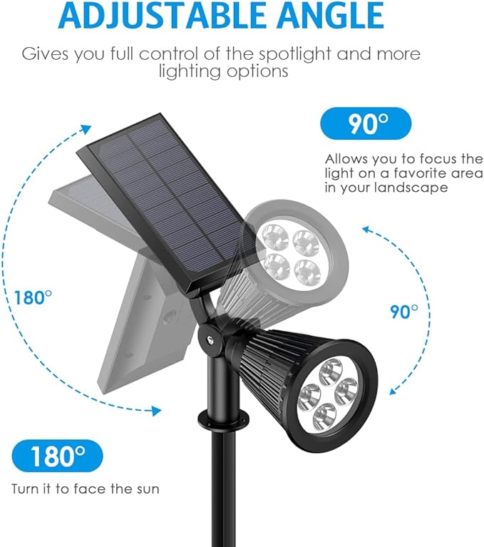 AMIR Solar Spotlights Outdoor Upgraded, Waterproof 1 Pack Security Landscape - Image 6