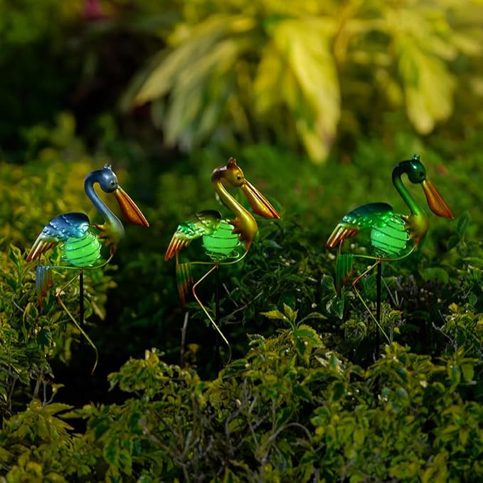 3Pcs Pelican Decorative Garden Stakes, 56.5''H Waterproof Glow in The Dark - Image 6