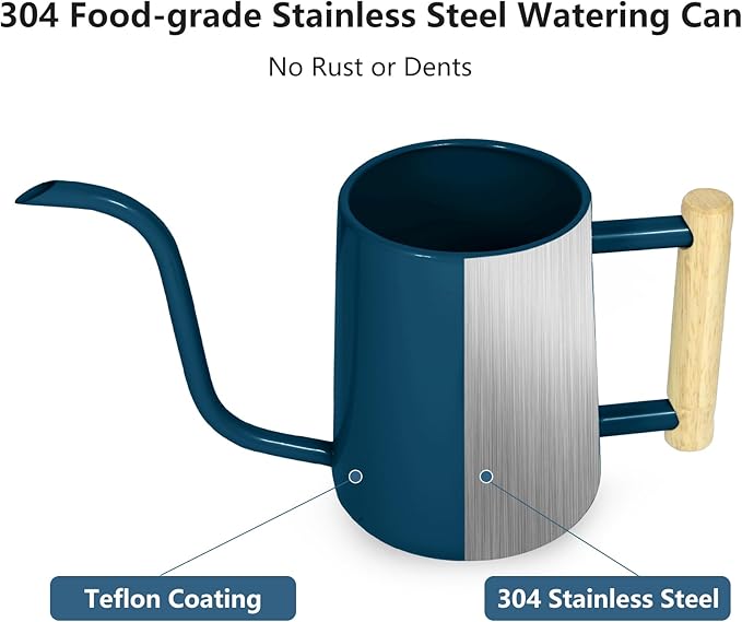 Watering Can Indoor Plants, 35 oz/1000 ml Metal Stainless Steel Watering Can Pot - Image 4