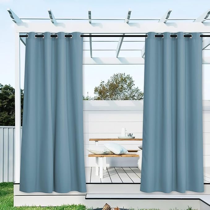 NICETOWN Outdoor Curtains for Patio Waterproof Extra Wide 2 Panels, Rustproof by NICETOWN