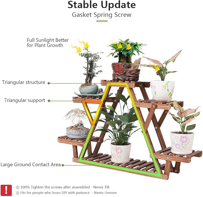 Wood Plant Stand Indoor, 6 Tiered Plant Shelf - Image 3