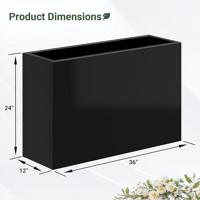 Metal Planter Box 36” x 12” x 24”, Heavy Duty Tall Rectangle Planter Box - Image 2