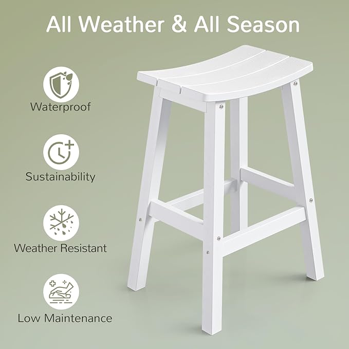 Outdoor Bar Stools Set of 2, Waterproof Barstools, - Image 4
