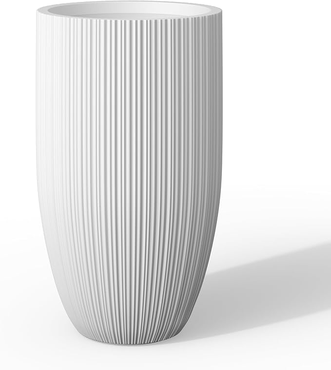Kante 24 Inch Tall Round Concrete Planter, Large Indoor Outdoor Plant Pots by Kante