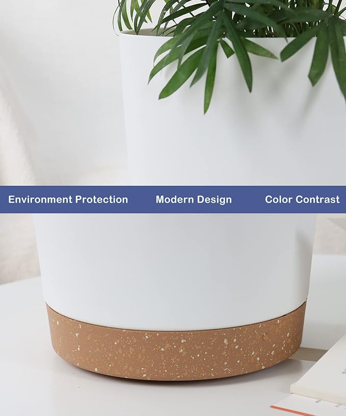 kubvici 2 Pack 8 Inch Planters for Indoor Plants, Plastic Flower Pots Plant - Image 6