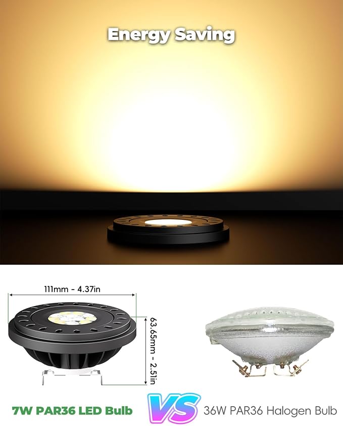 RGB PAR36 LED Light Bulb Color Changing, Warm White+15 Colors Choices on Remote - Image 6