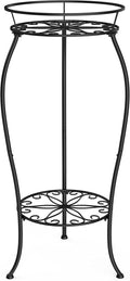 FaithLand Plant Stand, Metal Planter Holder Indoor Outdoor, 2 Tier Round Potted by FaithLand