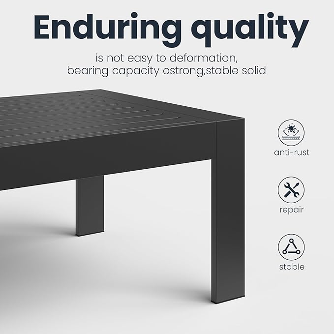 Outdoor Rectangle Patio Aluminum Coffee Tables - Image 5