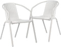 VINGLI PE Rattan Outdoor Dining Chairs Set of 2, Plastic Stackable Patio Chairs by VINGLI