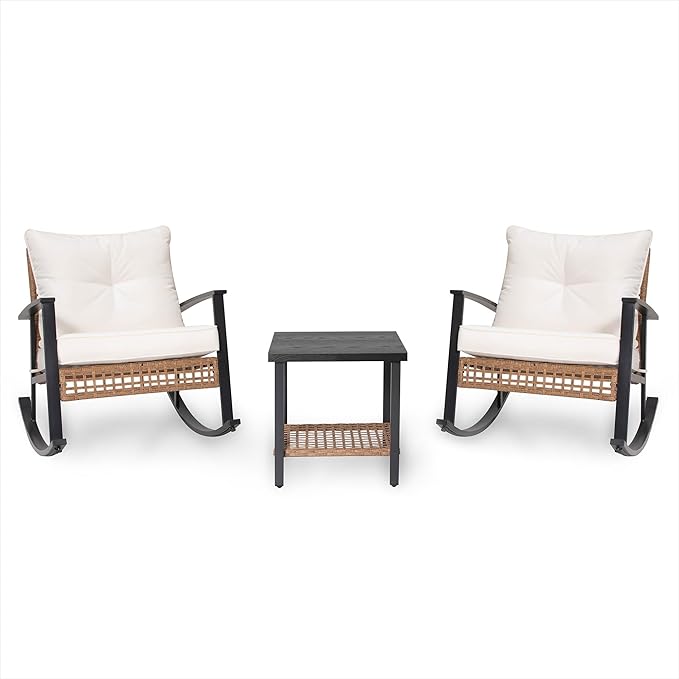 LAUSAINT HOME 3-Piece Rocking Bistro Set, Outdoor Patio Furniture - Image 8