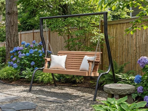 Psilvam Porch Swing, 2-Person Poly Lumber Outdoor Porch Swing, All-Weather - Image 4
