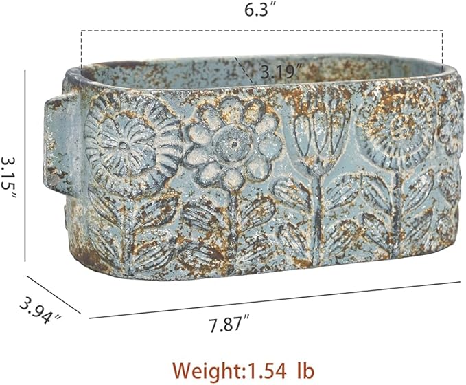 8 inch Blue Pots Planters Indoor Plants Succulent Pots Rectangle Window Box - Image 2