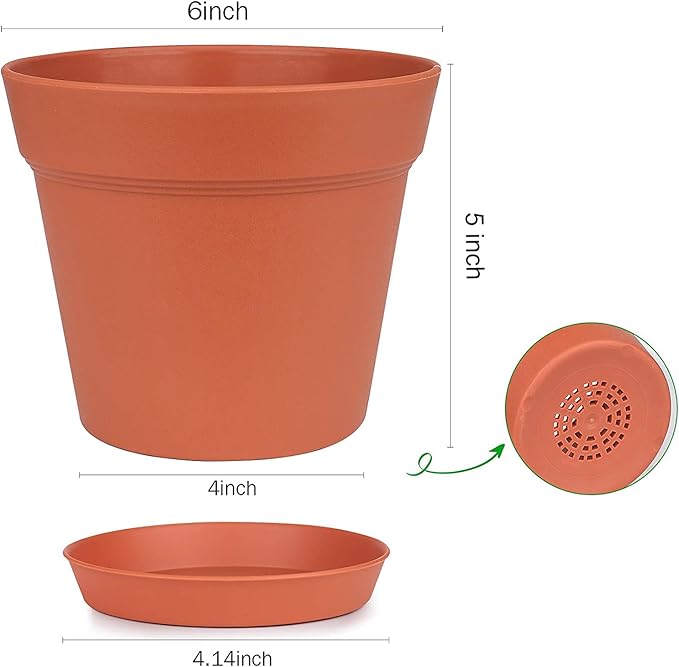 homenote Pots for Plants, 15 Pack 6 Inch Plastic Planters - Image 5
