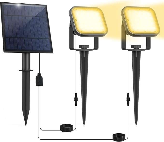 Solar Spot Lights Outdoor, 20 LED IP65 Waterproof Landscape Lighting, by CREPOW