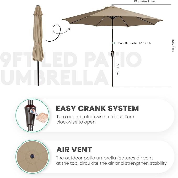 JEAREY 9FT Outdoor Patio Umbrella - Image 7