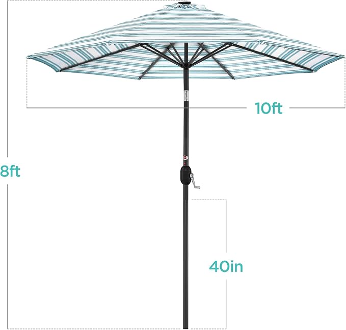 Best Choice Products 10ft Solar Polyester LED Lighted Patio Umbrella w/Tilt - Image 7