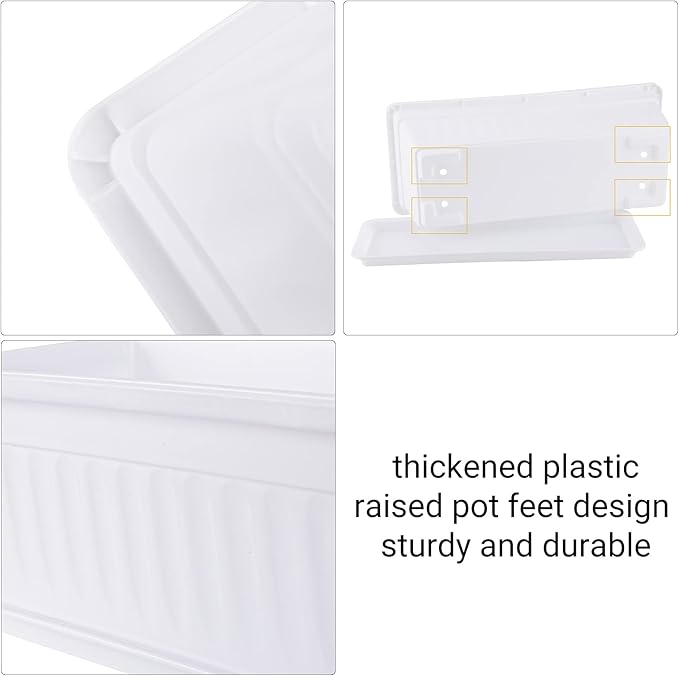 GREANER Plastic Flower Boxes Rectangle, 6 Pack Large Long Planter 16.9x7.48Inch - Image 4