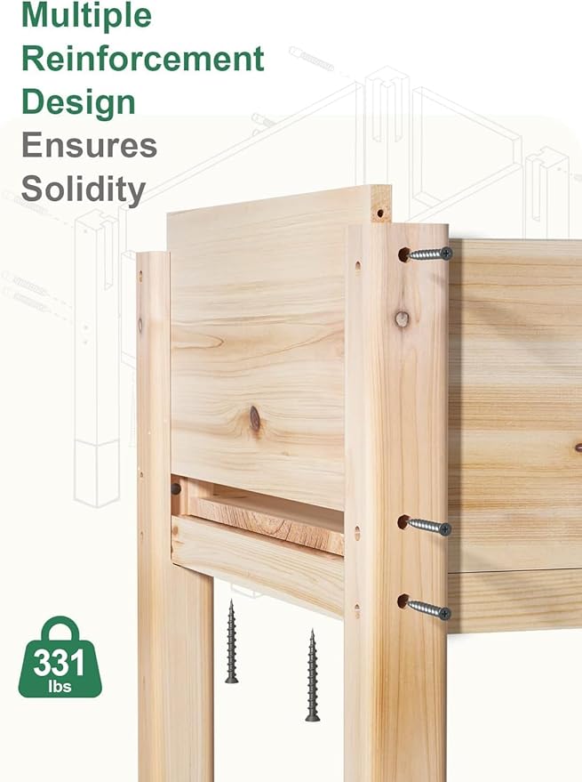 MIXC 331 lb Capacity Wooden Raised Garden Bed - Image 4