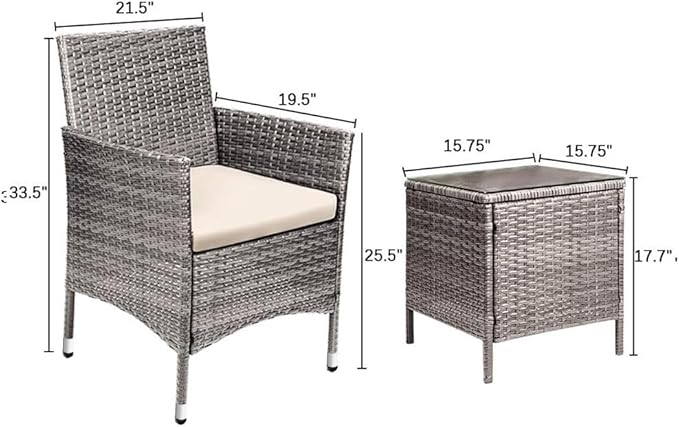 Devoko 3 Pieces Patio Furniture Sets Clearance PE Rattan Wicker Chairs - Image 8