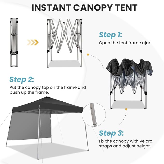 Canopy Tent, 10X10 FT Pop Up Canopy Outdoor Tent Slant Legs - Image 2