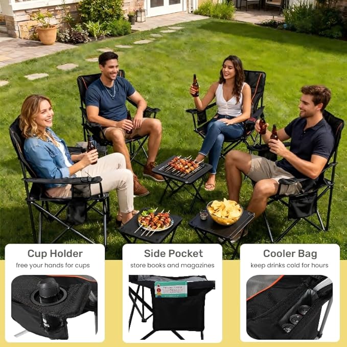 FAIR WIND 2 Pack Heavy Duty Camping Chair, Oversized Padded Folding Chair - Image 8