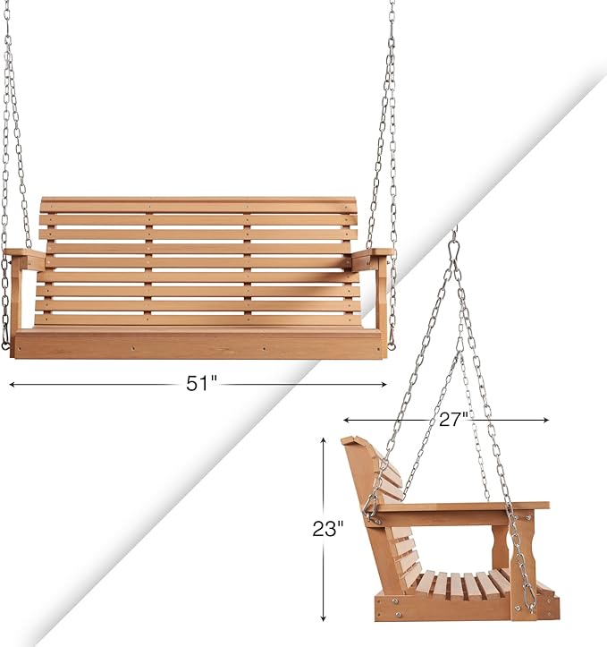Psilvam Porch Swing, 2-Person Poly Lumber Outdoor Porch Swing, All-Weather - Image 5