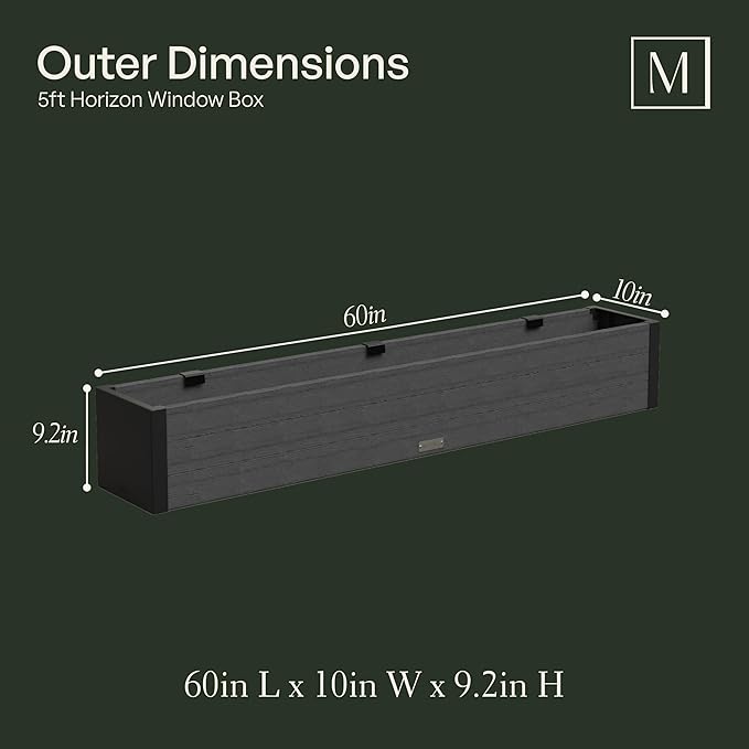 Mayne Horizon 5FT Window Box Planter – Modern Rectangular Faux Wood Grain Design - Image 4