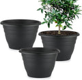 3 Pack 11 Inch Plant Pots, Plastic Flower Pots by RooTrimmer