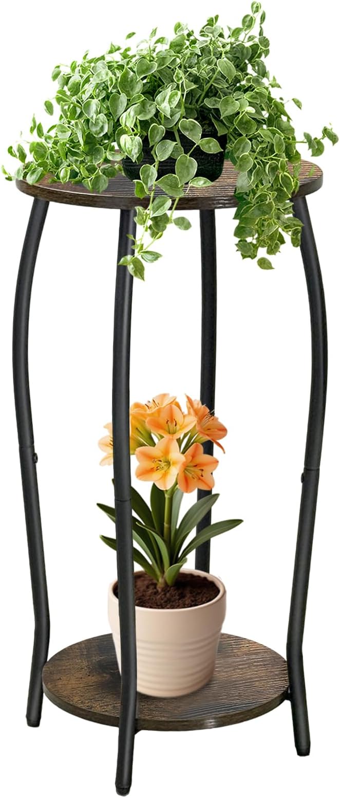 Plant Stand Indoor, 2 Tier Tall Wood Plant Stand, 4-Leg Floor Corner Plant by Elevateyourspacenaturally