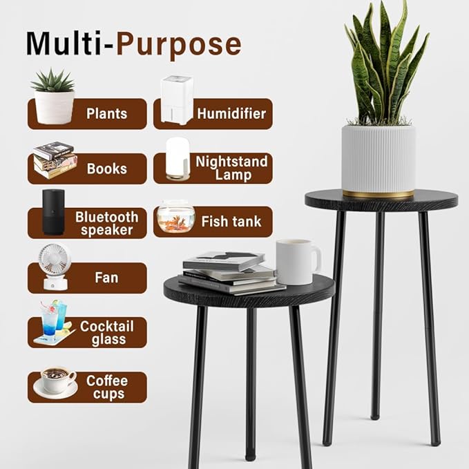 Plant Stand Indoor Tall: Corner Wood Plant Stand 2 Pack Mid Century Modern Decor - Image 5