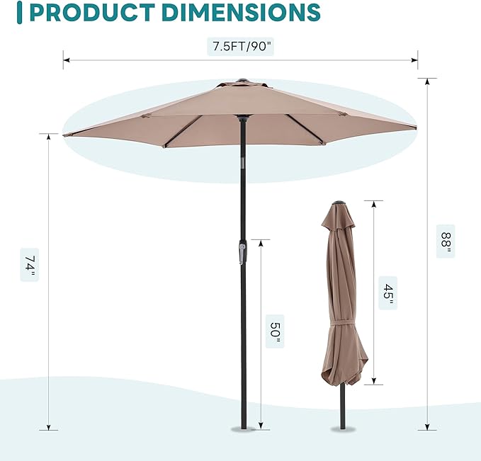 OLIXIS 7.5ft Patio Umbrella - Image 5