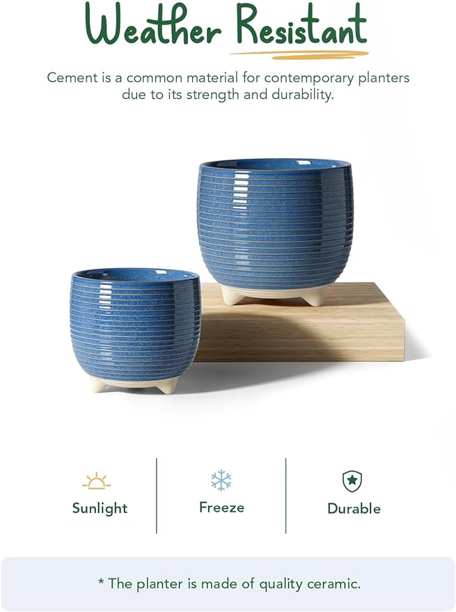 LE TAUCI Ceramic Plant Pots, 5.1 + 6.4 Inch Footed Pots - Image 6