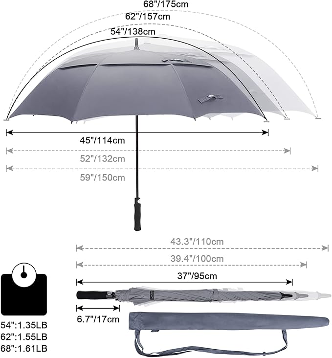 G4Free 47/54/62/68/72 Inch Automatic Open Golf Umbrella Oversize Extra Large - Image 2