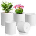 7/6.5/6/5/4 inch Flower Pots, 5 Pack Cylinder Plant Pots by Meowell