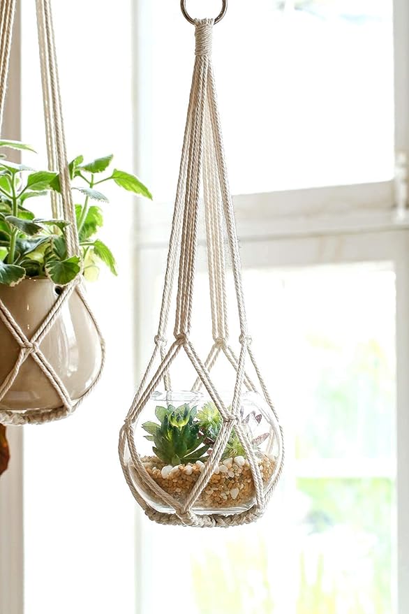 Dahey Macrame Plant Hanger Indoor Hanging Planter Basket Handmade Woven Cotton - Image 5