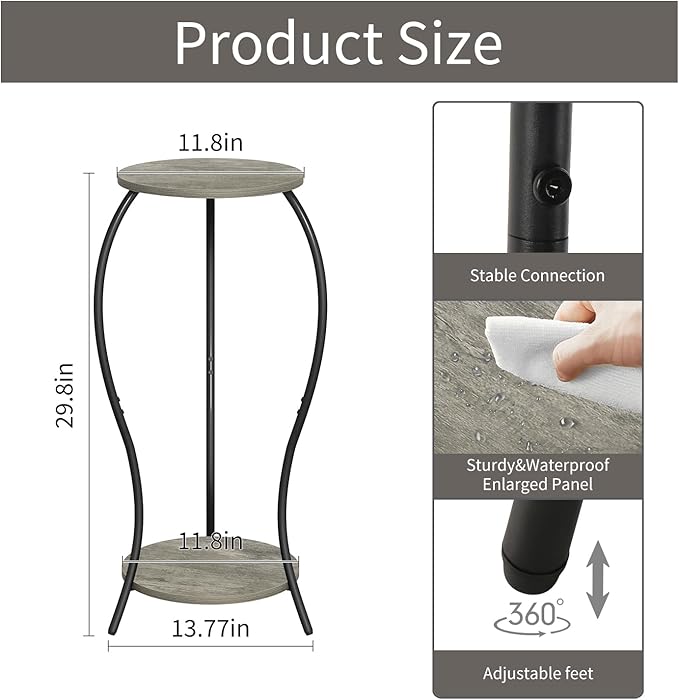 Plant Stand Indoor, 2 Tier Round Tall Plant Stand, Flower Pot Stand, Plant - Image 3