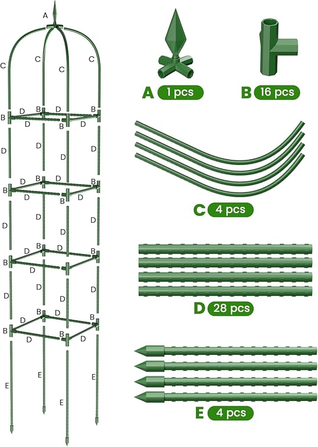 Garden Obelisk Trellis for Climbing Plants, 6FT Garden Obelisk Rustproof PE - Image 8