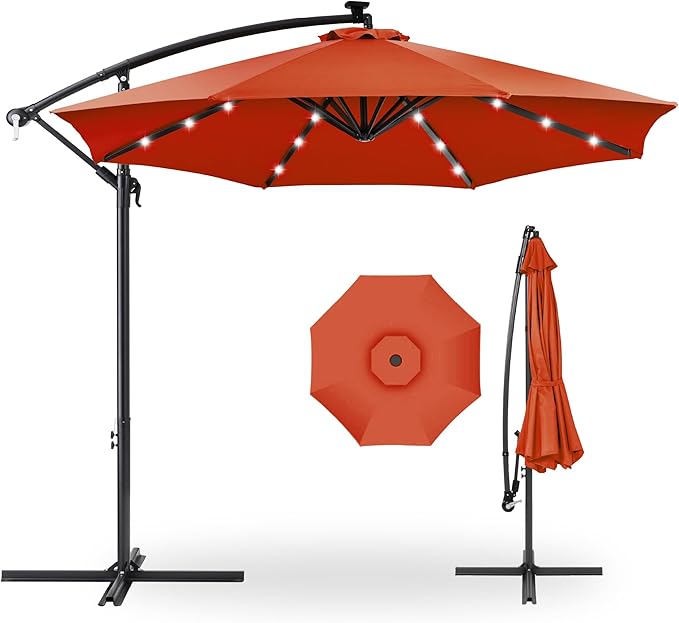 Best Choice Products 10ft Solar LED Offset Cantilever Hanging Market Patio by BestChoiceProducts