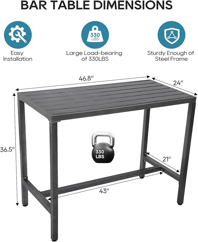 Outdoor Bar Table, Patio Console Pub Height Table - Image 3