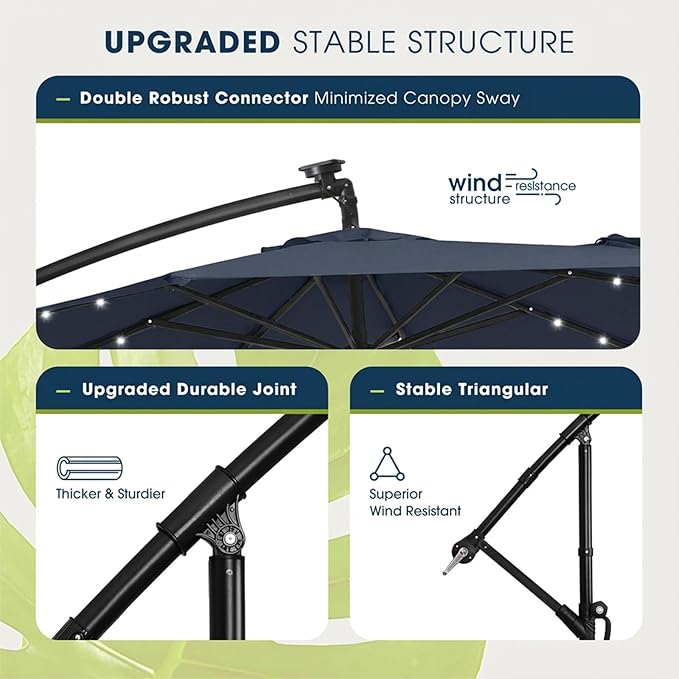 wikiwiki 10ft Solar LED Patio Umbrella - Image 7