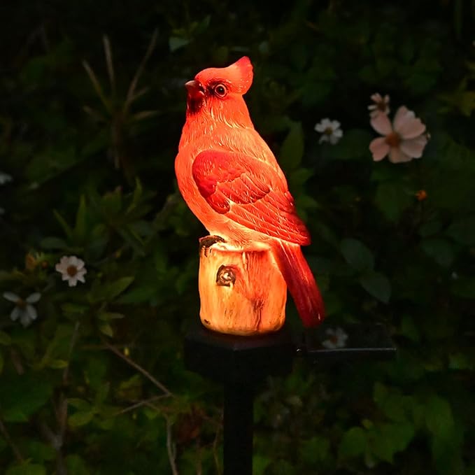 Cardinal Garden Decor Red Bird Figurine Memorial Solar Light Outdoor Stake - Image 5