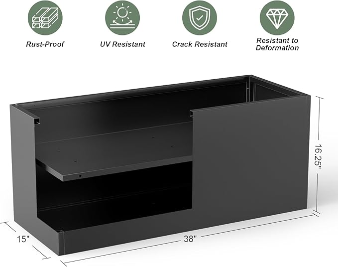 Metal Large Planter Box 15" W x 38" L x 16.25" H, Heavy Duty Tall Rectangle - Image 2