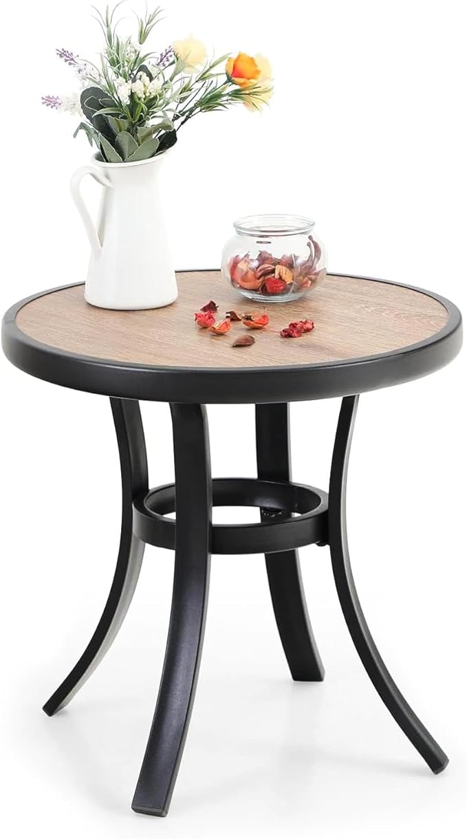 PHI VILLA Outdoor Round Side Table, All Weather Coffee Bistro Table by PHIVILLAThepioneerofcomfortablehouseholdsupplies