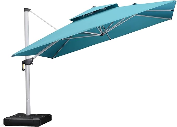 PURPLE LEAF 12 Feet Double Top Deluxe Square Patio Umbrella Offset Hanging by PURPLELEAF