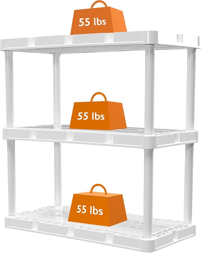 Gracious Living 2 Pack Light Duty Storage Shelves, Knect-A-Shelf 3-Shelf - Image 10