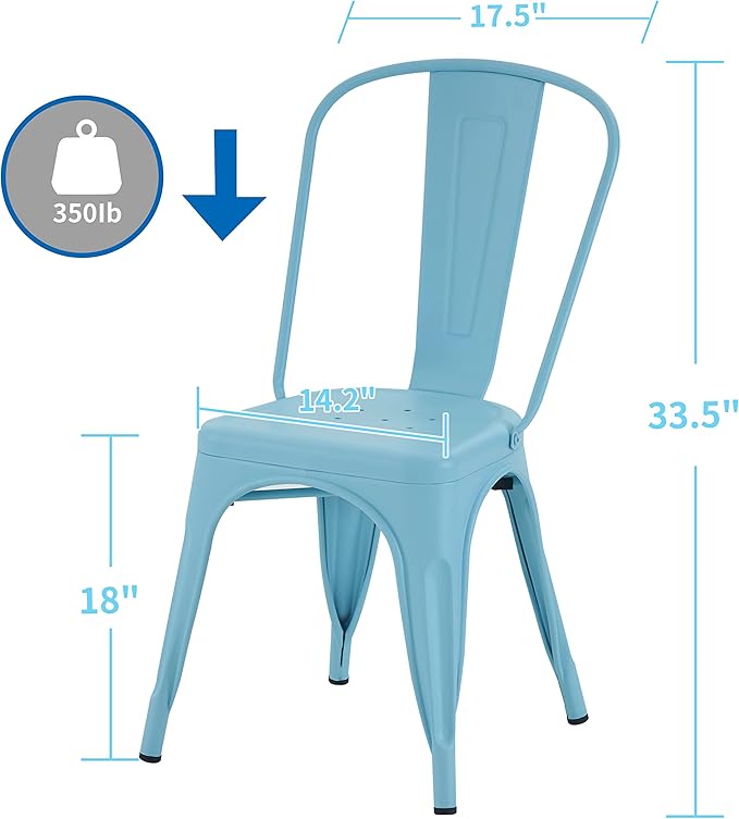 Nazhura Metal Dining Chair Farmhouse Tolix Style - Image 3