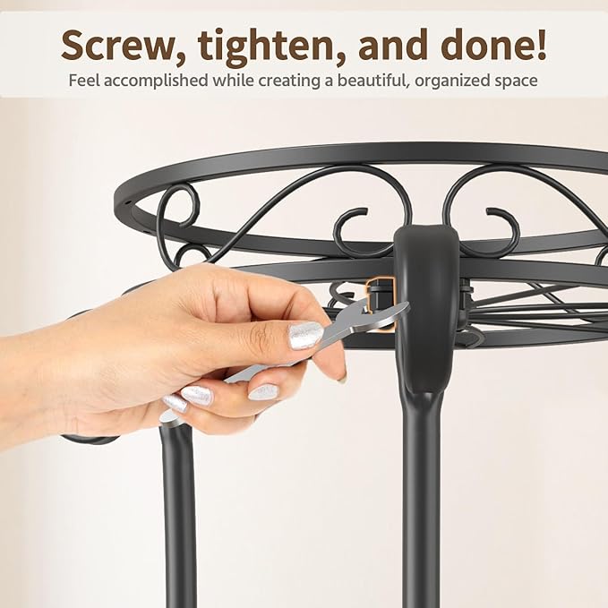 LASZOLA 2 Tier Black Metal Plant Stand - Image 7