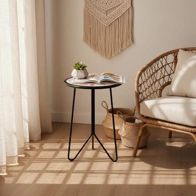 LIFFY Outdoor Metal Side Table, Indoor Round Home Decorative End Table - Image 9