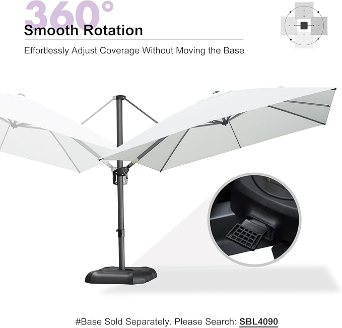 PURPLE LEAF 10 Feet Patio Umbrella Outdoor Cantilever Square Umbrella Aluminum - Image 8